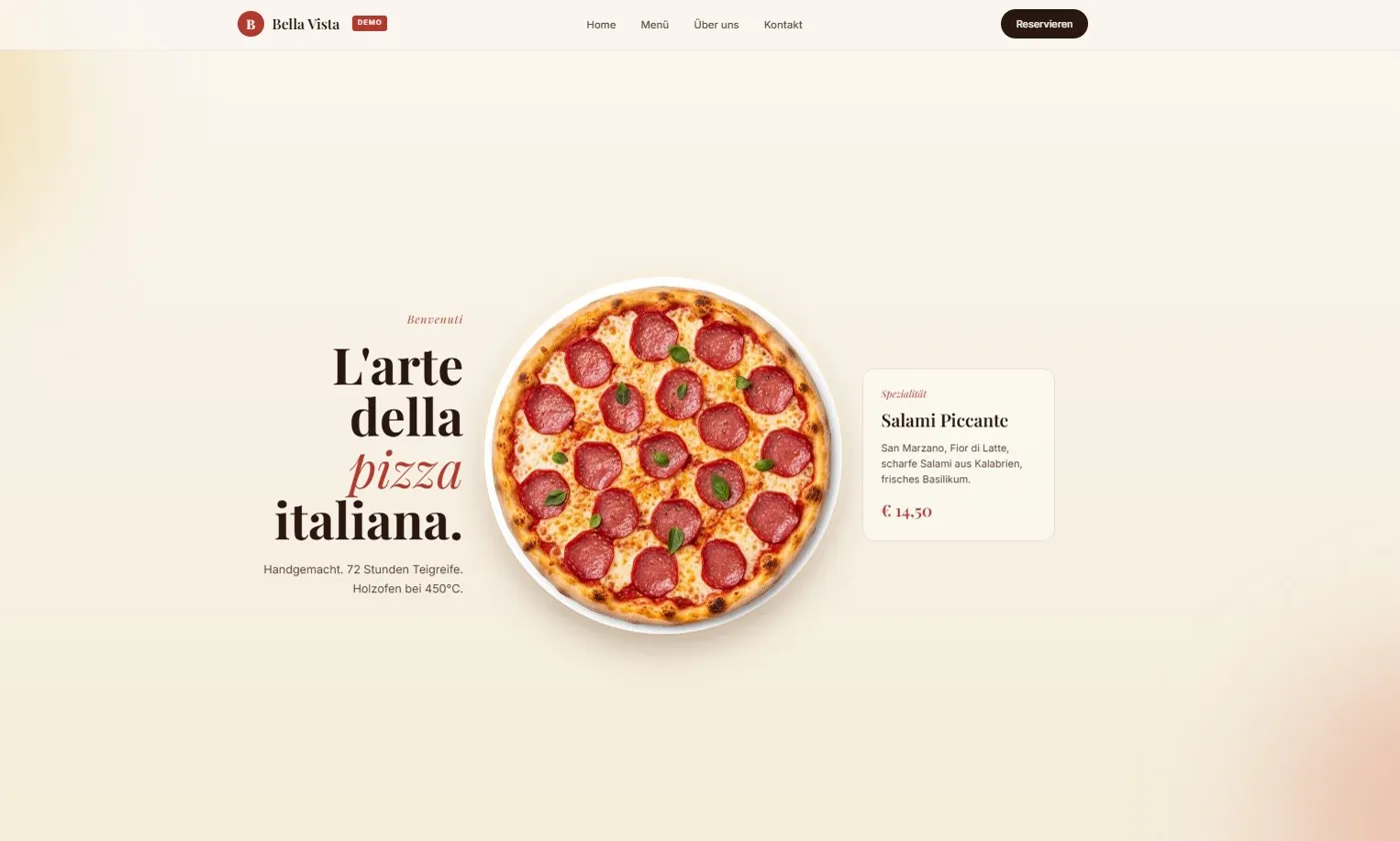 Screenshot der Demo-Website Trattoria Bella Vista